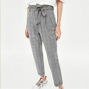 Zara black and white check pants